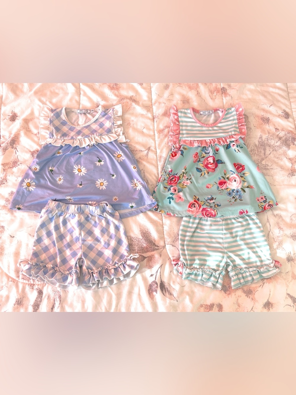 Set of 2, Little Millie 18 months old Girls' Floral & Daisy Ruffle matching set